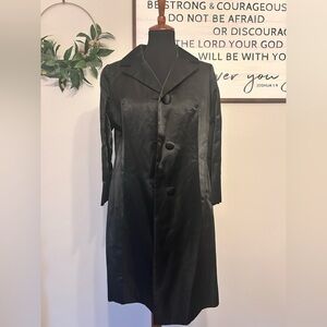 Elegant Black Satin Coat size Lg
